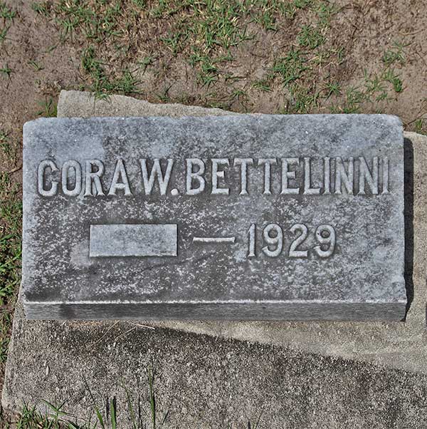 Cora W. Bettelinni Gravestone Photo