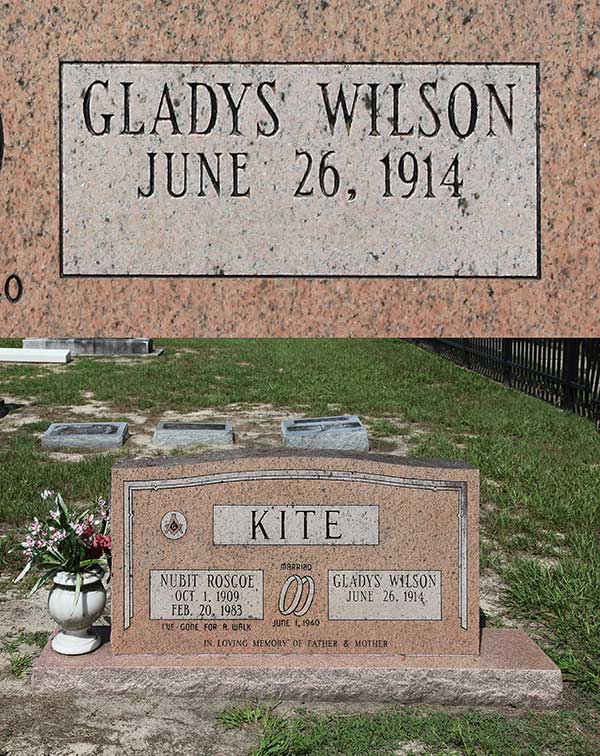 Gladys Wilson Kite Gravestone Photo