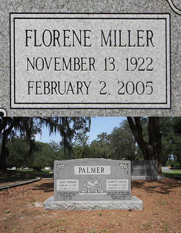 Florene Miller Palmer Gravestone Photo