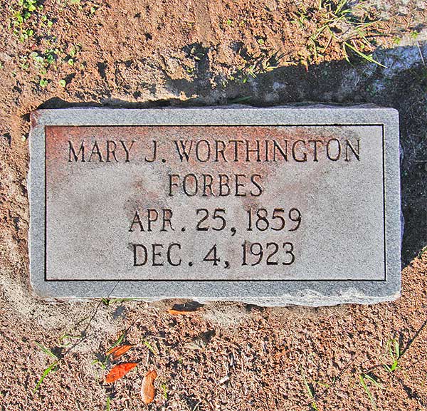 Mary J. Worthington Forbes Gravestone Photo
