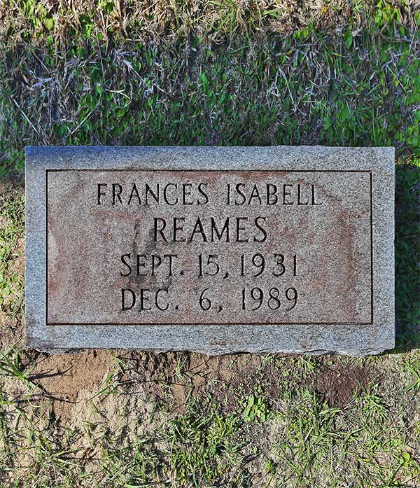 Frances Isabel Reames Gravestone Photo