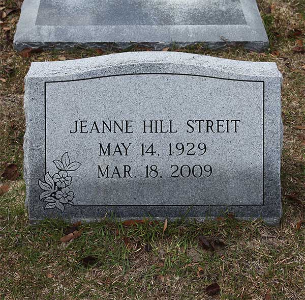 Jeanne Hill Streit Gravestone Photo