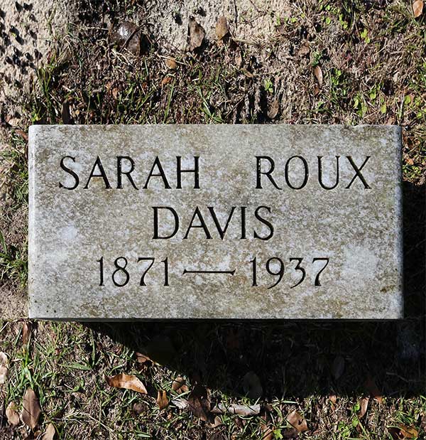 Sarah Roux Davis Gravestone Photo