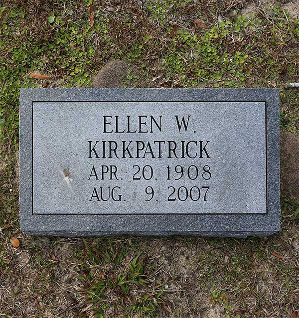 Ellen W. Kirkpatrick Gravestone Photo
