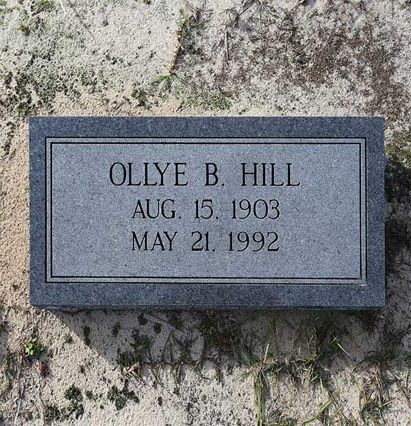 Ollye B. Hill Gravestone Photo
