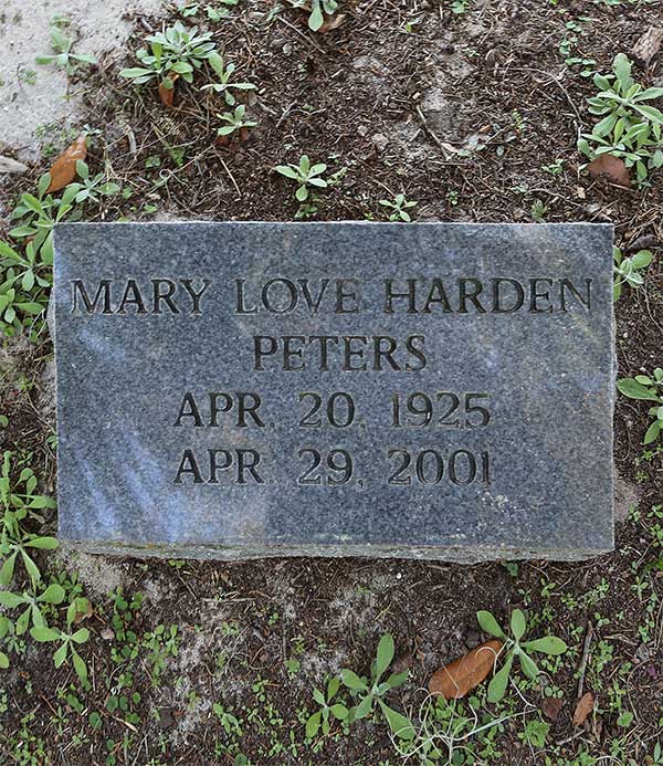 Mary Love Harden Peters Gravestone Photo