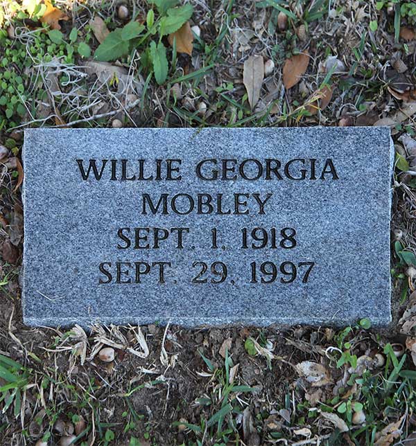 Willie Georgia Mobley Gravestone Photo