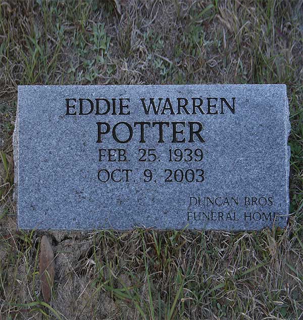 Eddie Warren Potter Gravestone, Evergreen Cemetery