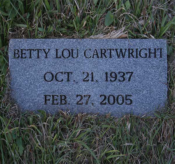 Betty Lou Cartwright Gravestone Photo