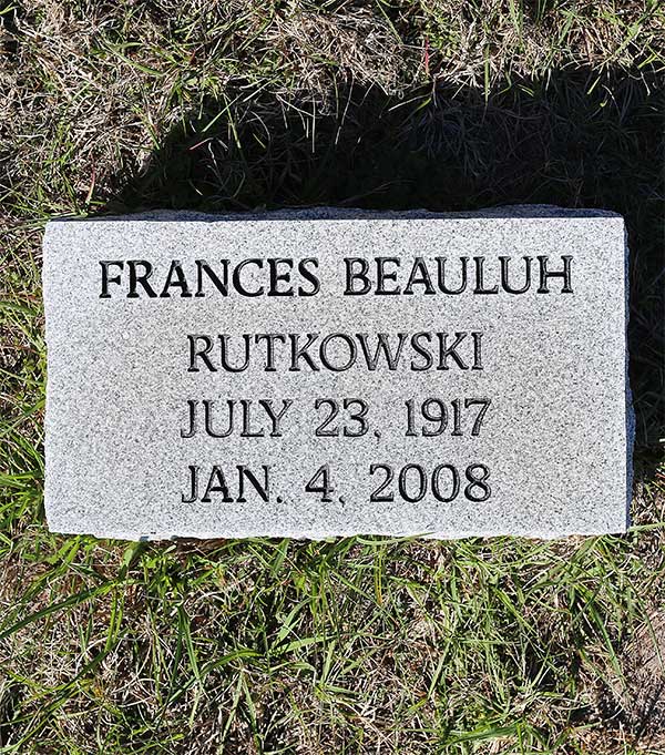 Frances Beauluh Rutkowski Gravestone Photo