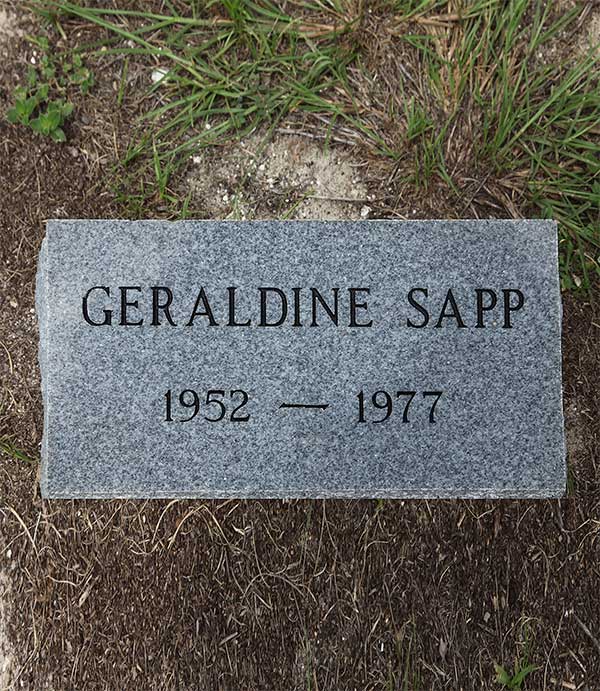Geraldine Sapp Gravestone Photo