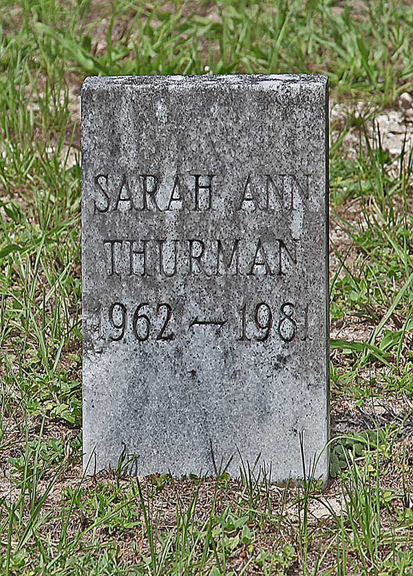 Sarah Ann Thurman Gravestone Photo