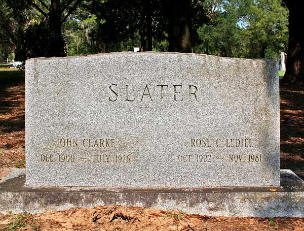 John Clarke & Rose C. Ledieu Slater Gravestone Photo