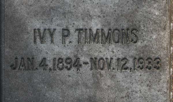 Ivy P. Timmons Gravestone Photo