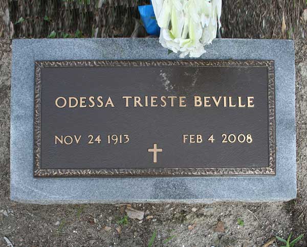 Odessa Trieste Beville Gravestone Photo