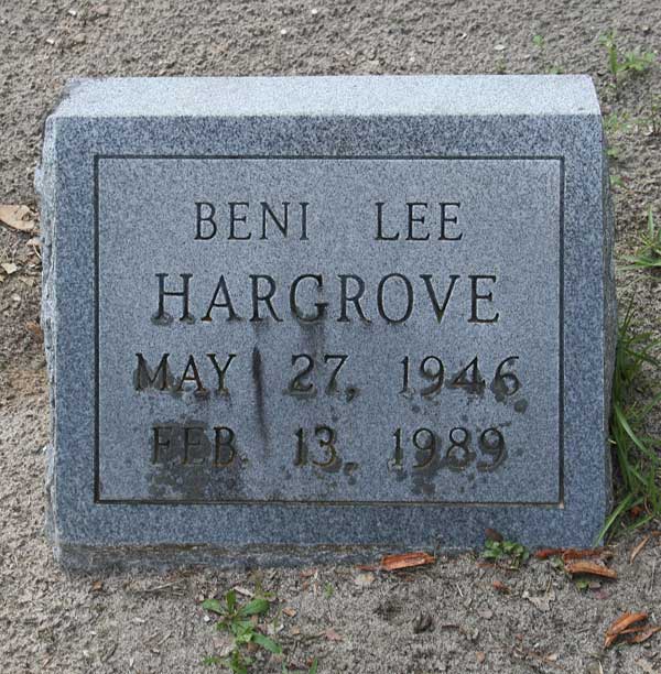 Beni Lee Hargrove Gravestone Photo