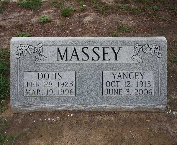 Dotis & Yancey Massey Gravestone Photo