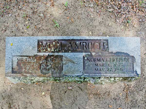Milton Homer & Norma Gertrude McClamroch Gravestone Photo