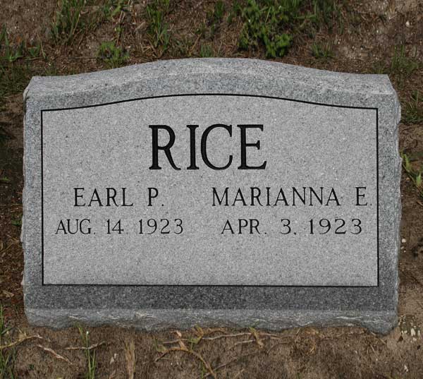 Earl P. & Marianna E. Rice Gravestone Photo