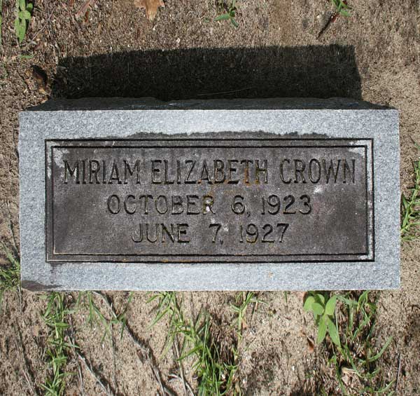Miriam Elizabeth Crown Gravestone Photo