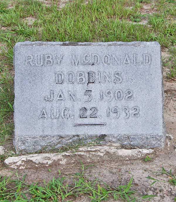 Ruby McDonald Dobbins Gravestone Photo