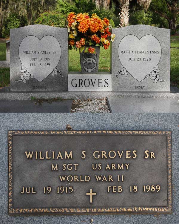 William Stanley & Martha Frances Ennis Groves Gravestone Photo