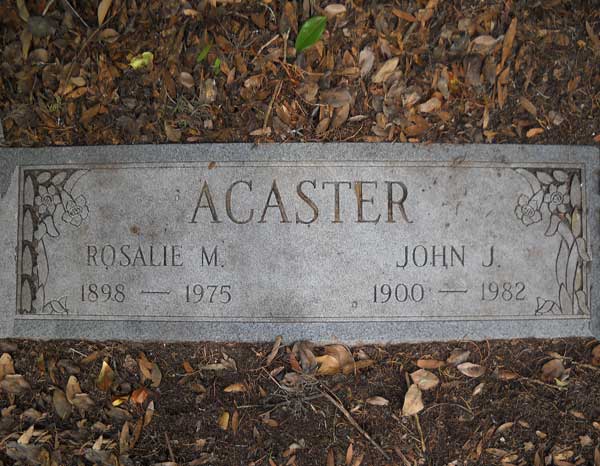 Rosalie M. & John J. Acaster Gravestone Photo