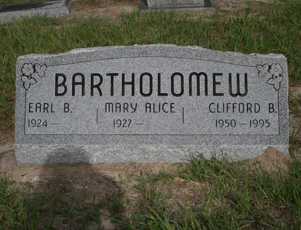 Earl B. & Mary Alice & Clifford B. Bartholomew Gravestone Photo