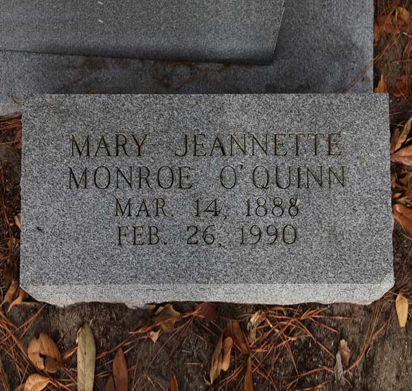 Mary Jeannette Monroe O'Quinn Gravestone Photo