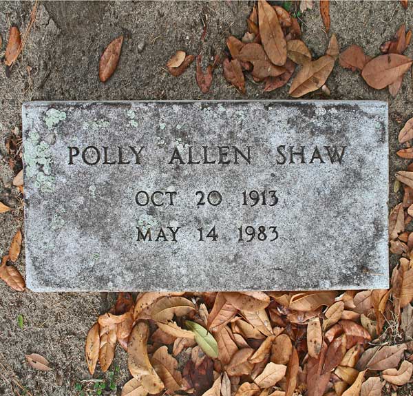 Polly Allen Shaw Gravestone Photo
