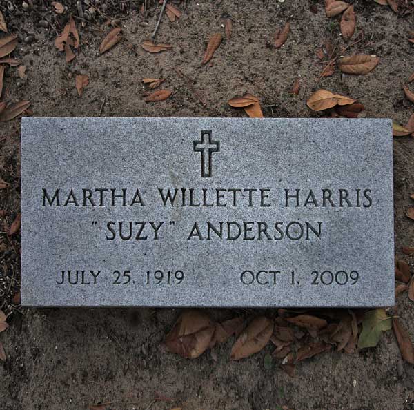 Martha Willette Harris Anderson Gravestone Photo