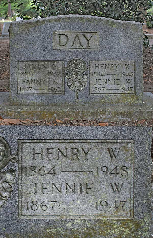 Henry W. & Jennie W. Day Gravestone Photo