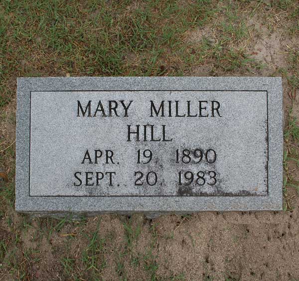 Mary Miller Hill Gravestone Photo