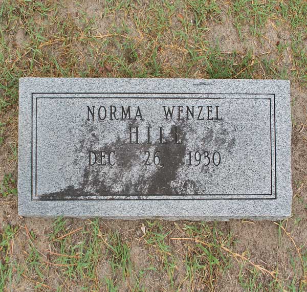 Norma Wenzel Hill Gravestone Photo