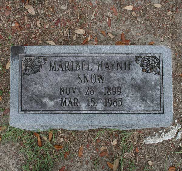 Maribel Haynie Snow Gravestone Photo