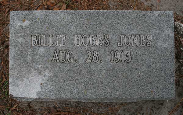 Billie Hobbs Jones Gravestone Photo