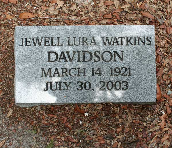 Jewell Lura Watkins Davidson Gravestone Photo