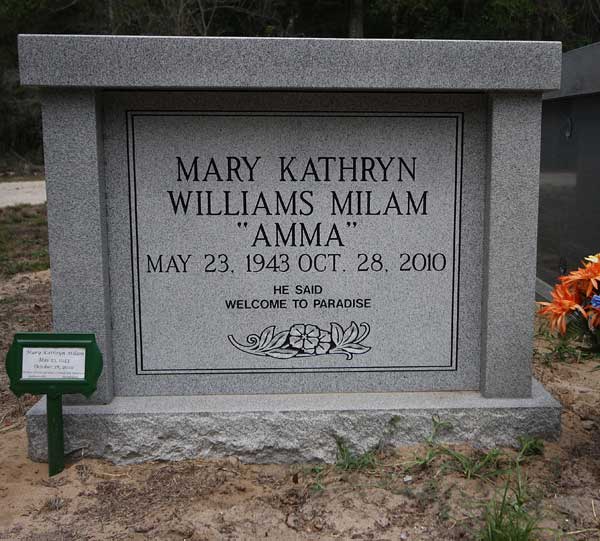 Mary Kathryn Williams Milam Gravestone Photo