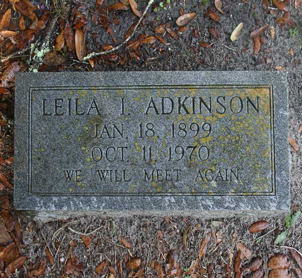 Leila I. Adkinson Gravestone Photo