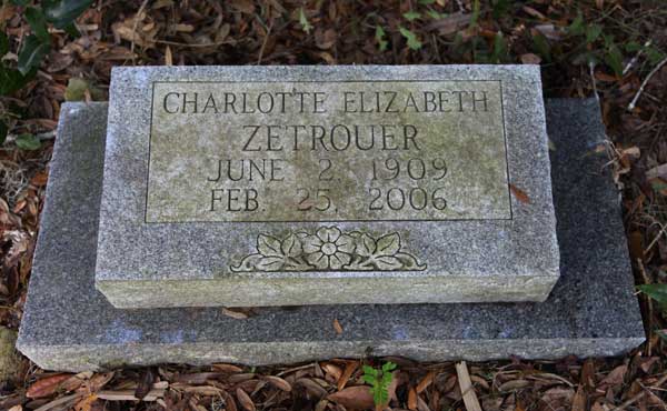 Charlotte Elizabeth Zetrouer Gravestone Photo