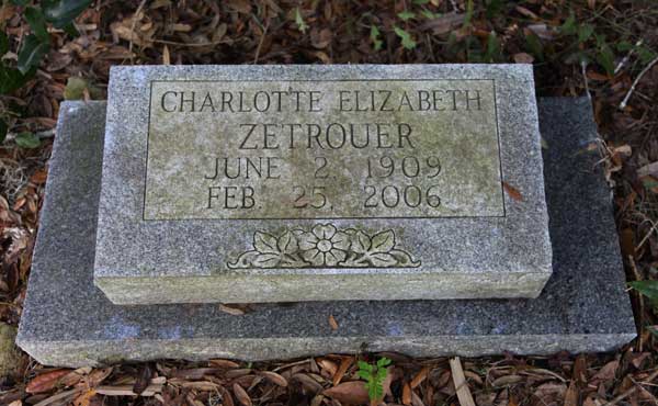 Charlotte Elizabeth Zetrouer Gravestone Photo