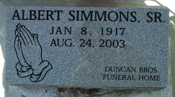 Albert Simmons Gravestone Photo