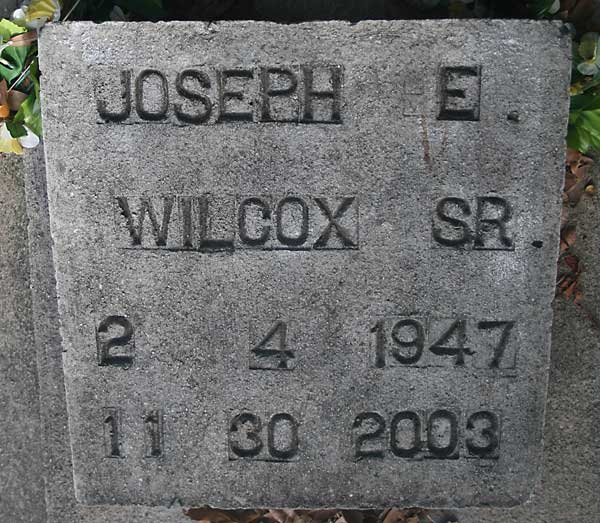 Joseph E. Wilcox Gravestone Photo