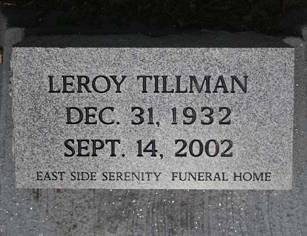 Leroy Tillman Gravestone Photo