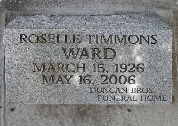 Roselle Timmons Ward Gravestone Photo