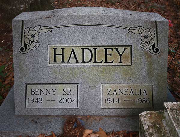 Benny Sr. & Zanealia Hadley Gravestone Photo