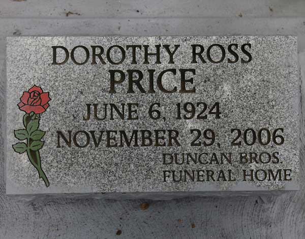 Dorothy Ross Price Gravestone Photo