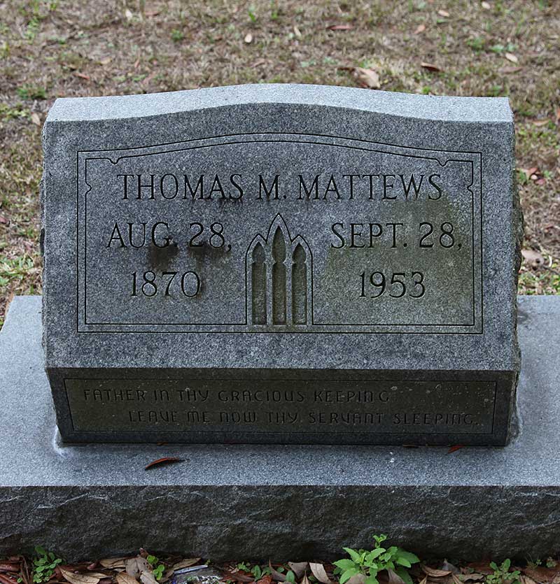 Thomas M Mattews Gravestone Photo