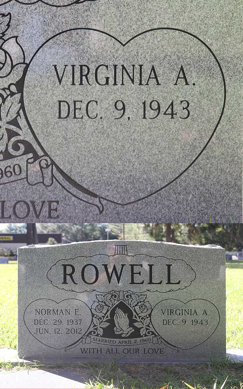 Virginia A Rowell Gravestone Photo