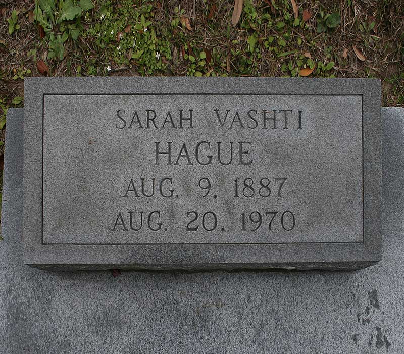 Sarah Vashti Hague Gravestone Photo